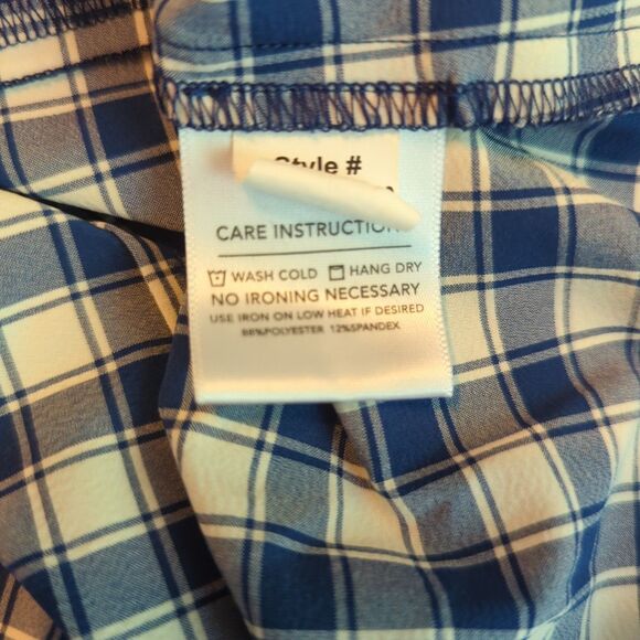 Mizzen+Main Button Up Shirt Mens Large Blue White Leeward Performance Trim Fit - Picture 7 of 8